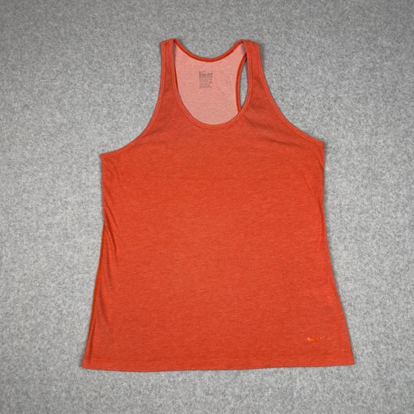 Nike Tops - Nike Tank Top Womens L Orange Racerback Athletic Logo Sports Gym Running